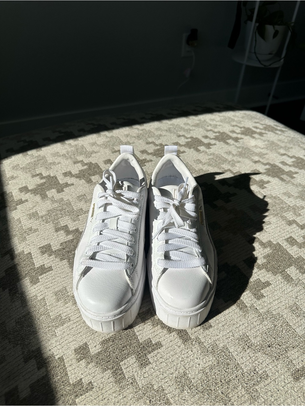 Women’s White Puma Platform Sneakers - Classic Low-Top